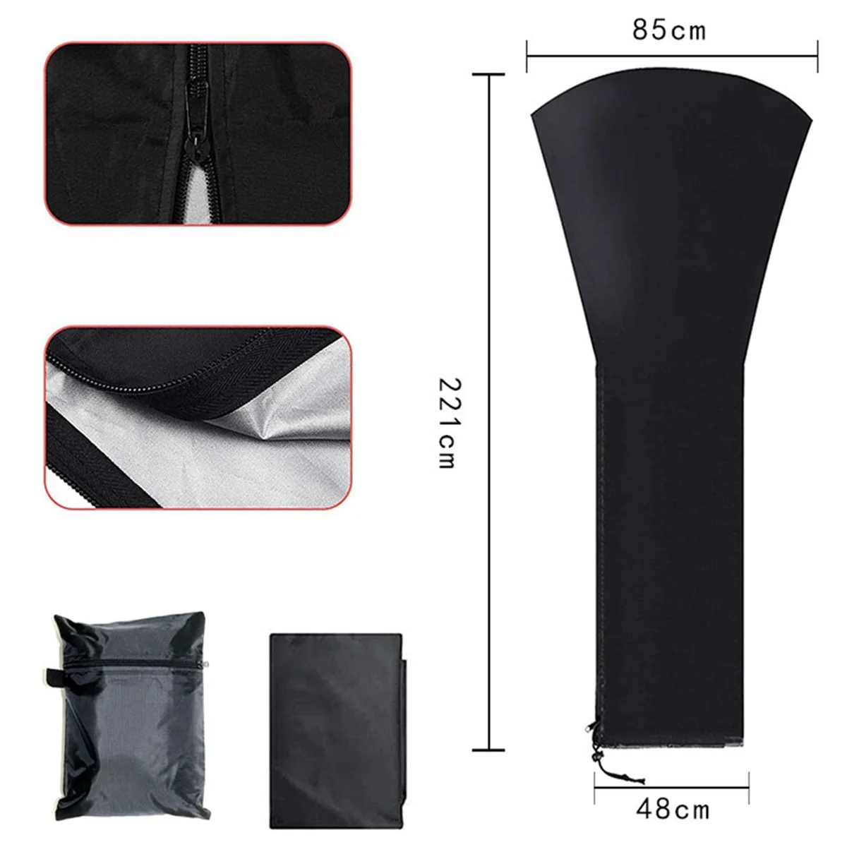heater cover Patio Heater Covers with Zipper and ,Waterproof,Dustproof,Wind-Resistant,UV-Resistant,Snow-Resistant 221X85X48CM