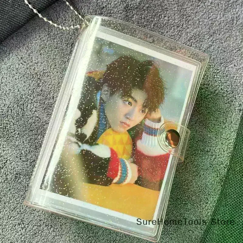 Mini Holds 28 Photos Album Shiny Transparent 3-inch Star Chasing Small Photo Card Storage Portable Card Bag