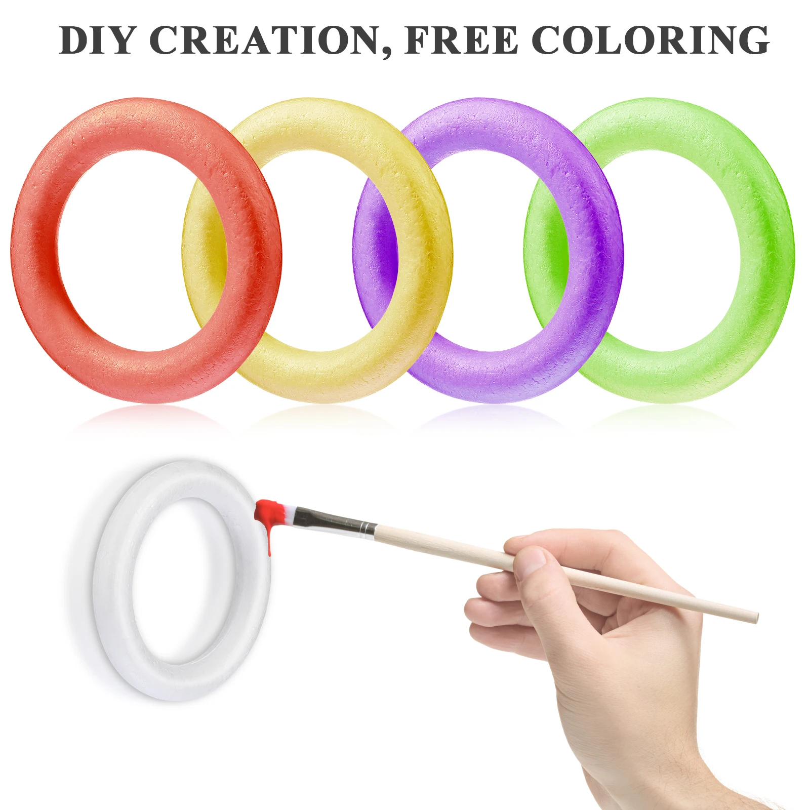 

12 pcs Foam Wreath Circles Craft Rings Diy Christmas Decor Accessories Handmade Ornaments Home Kindergarten Projects