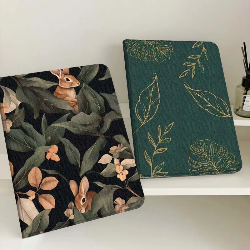 

Cartoon Rabbit Leaf Pattern Tablet Case For Samsung Tab Galaxy S6 S11 A A7 A8 A9 A11 10.1 10.4 10.5 Plus Lite Gift