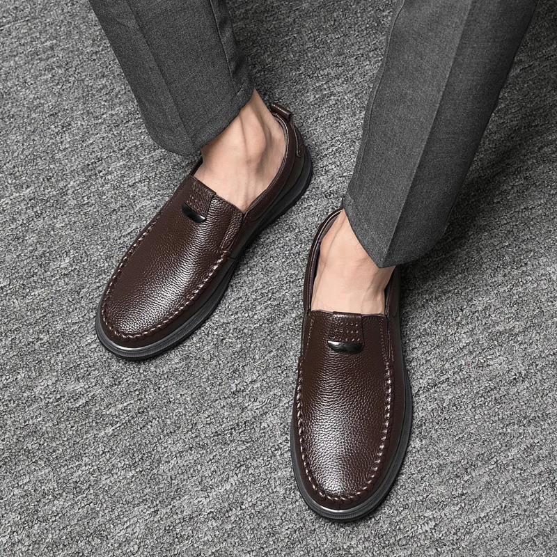 Men Leather Casual Shoes Business Formal Shoes Genuine Leather Comfortable Mens Soft Loafers Male Shoes