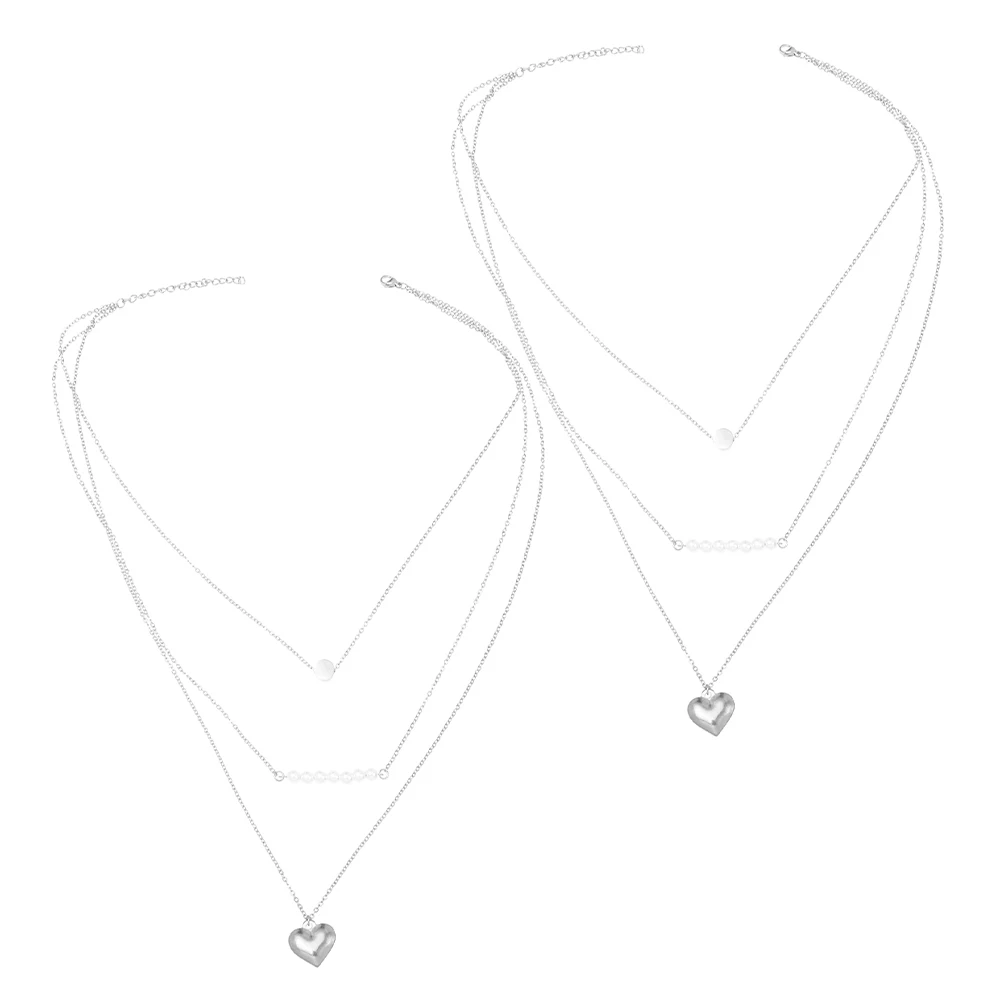 

Pearl Heart Necklace For Simple Layered Necklaces Chain Women Layered Beaded Chains Stainless Steel Pendant Women Jewelry Charm