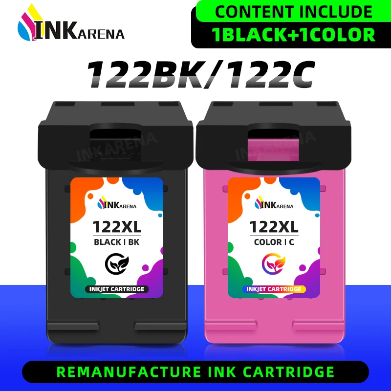 Inkarena Replacement for HP Ink Cartridge 122XL for HP122 Deskjet 1510 2050 1000 1050 1050A 2000 2050A 2540 3000 3050 3052A