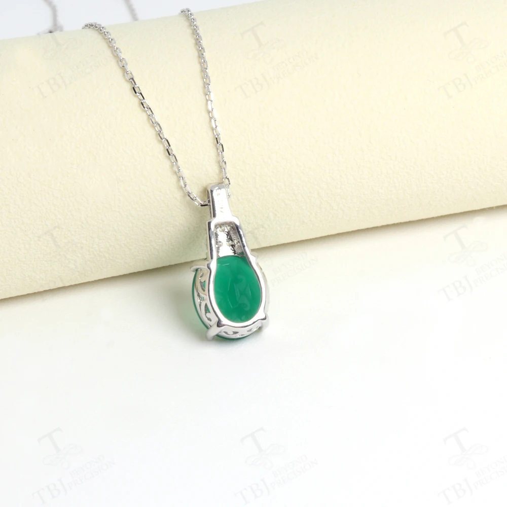 قلادة بدلاية عقيق أخضر طبيعي للسيدات ، فضة بيضاوية S925 ، مجوهرات فاخرة فريدة ، عيد ميلاد ، هدية حفلة مهرجان ، الموضة