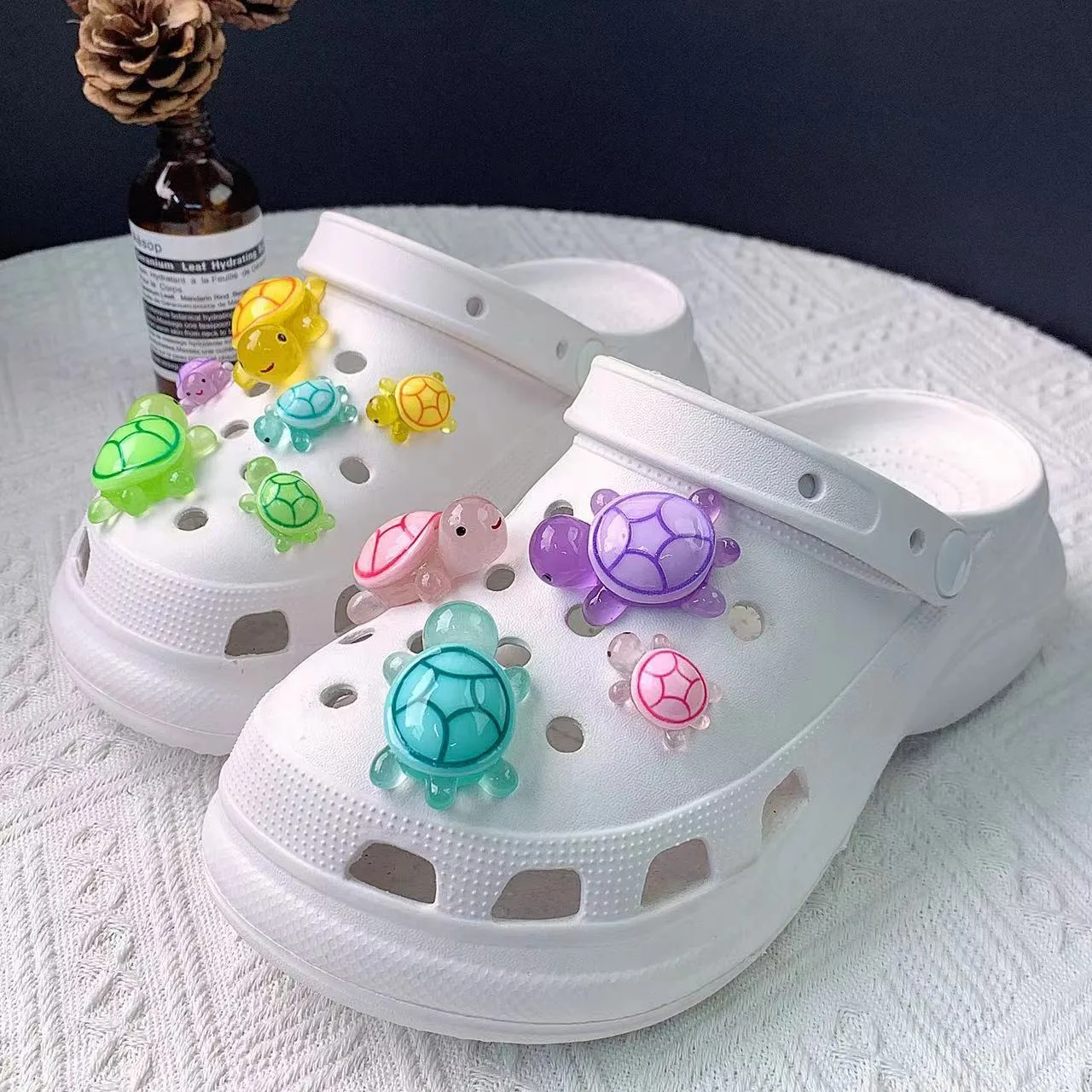 10pcs Adorable Turtle Set Shoe Charms DIY Detachable Ornaments for Clogs Slides Playful Aquatic‑theme Decor Collectible Bits