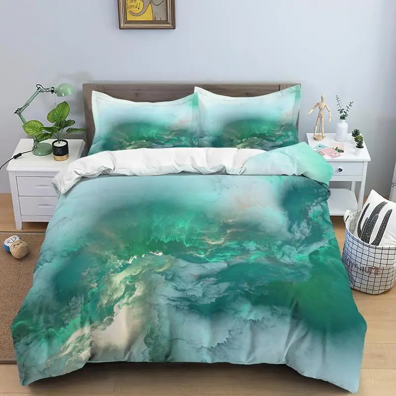 Colorful Cloud Duvet Cover Polyester Orange Yellow Purple Cloud Sky Quilt Cover for Teens Girls Abstract Theme Soft Bedding Set