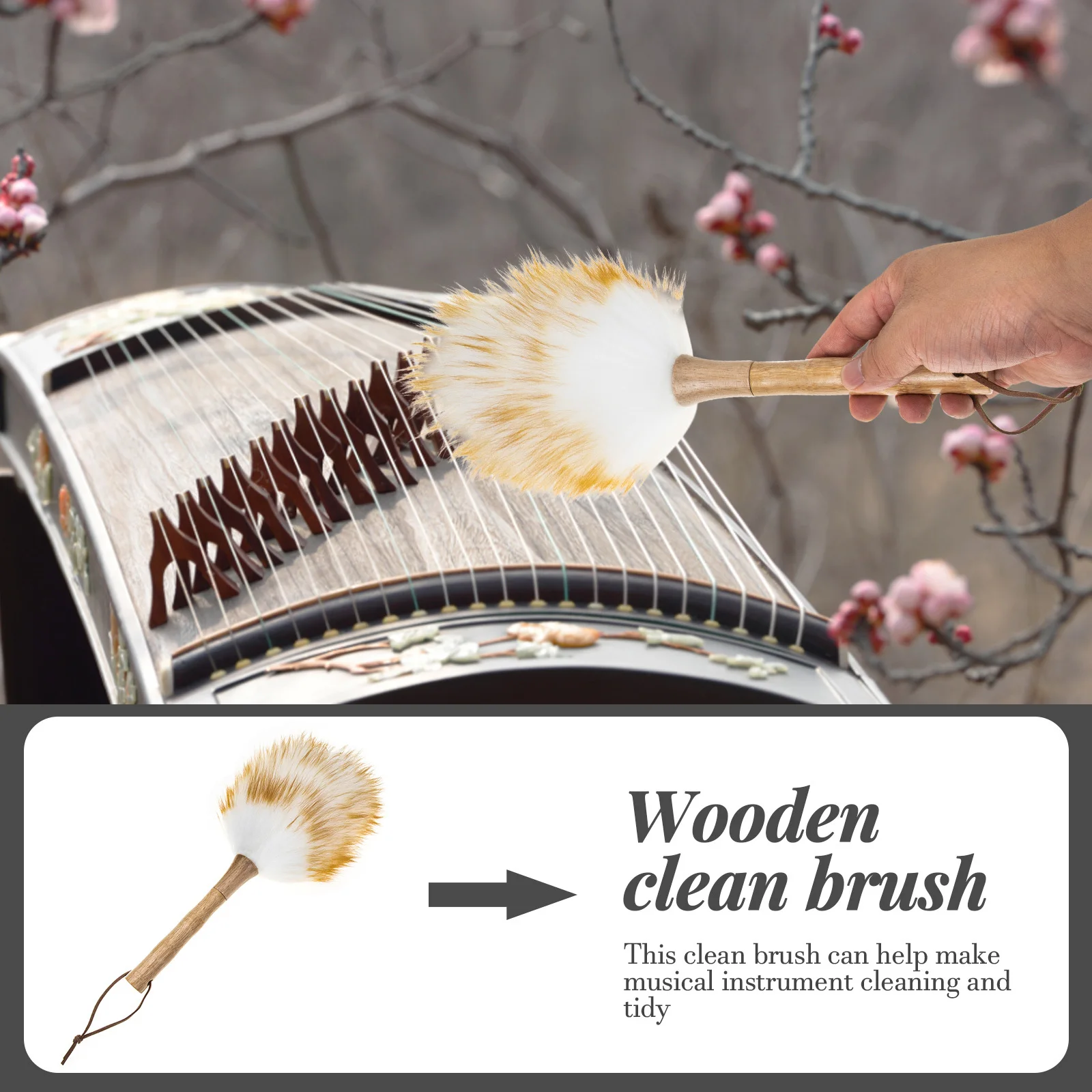 

Guzheng Cleaning Brush Premium Wooden Dust Removal Brush for Guqin Instrument Cleaner Tool Easy Storage Portable Maintenance