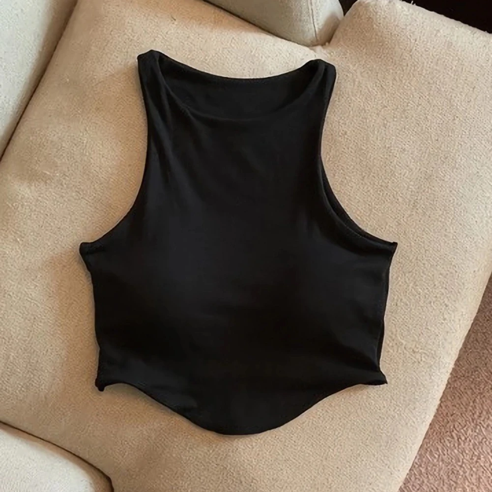 

Irregular Bottoming Vest Seamless Sleeveless Top All Seasons Wear Basic Fashion Top Chest Pad Included Daily Wear Shirt