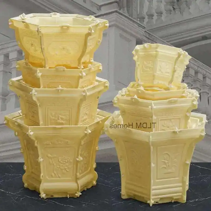 Cement Flower Pot Mold Outdoor Garden Building Hexagonal Thickened Concrete ABS Plastic Model Large Bonsai Abrasive Tool Mold M