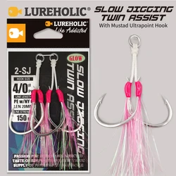 2-SJ Slow Jigging Twin Assist with Mustad Hooks Glow Jigging Hooks Sea-Bream Sea Fishing Hook