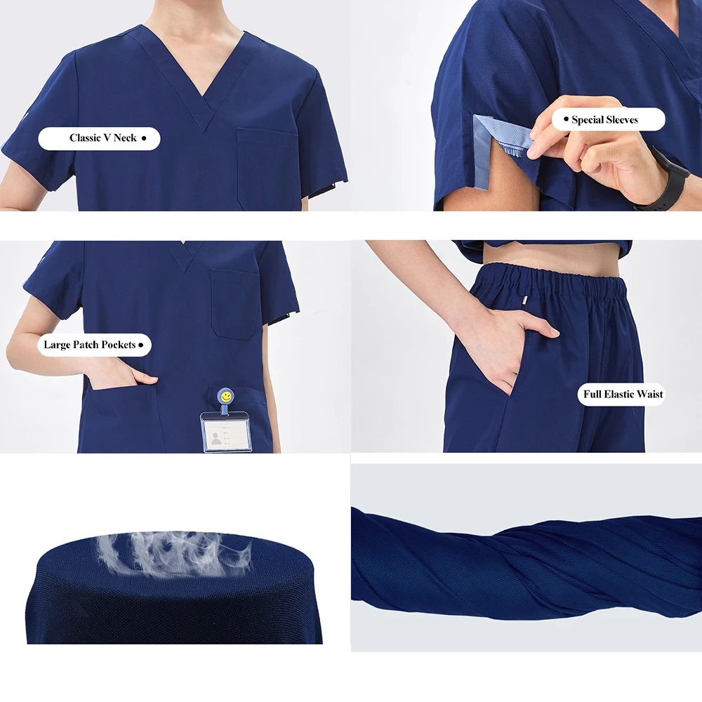 Premium Medical Uniforms Doctor Nurse Scrub Sets Dustproof Dentist Vet Workwear Pet Clinic Pharmacy Nursing Clothes for Men 209