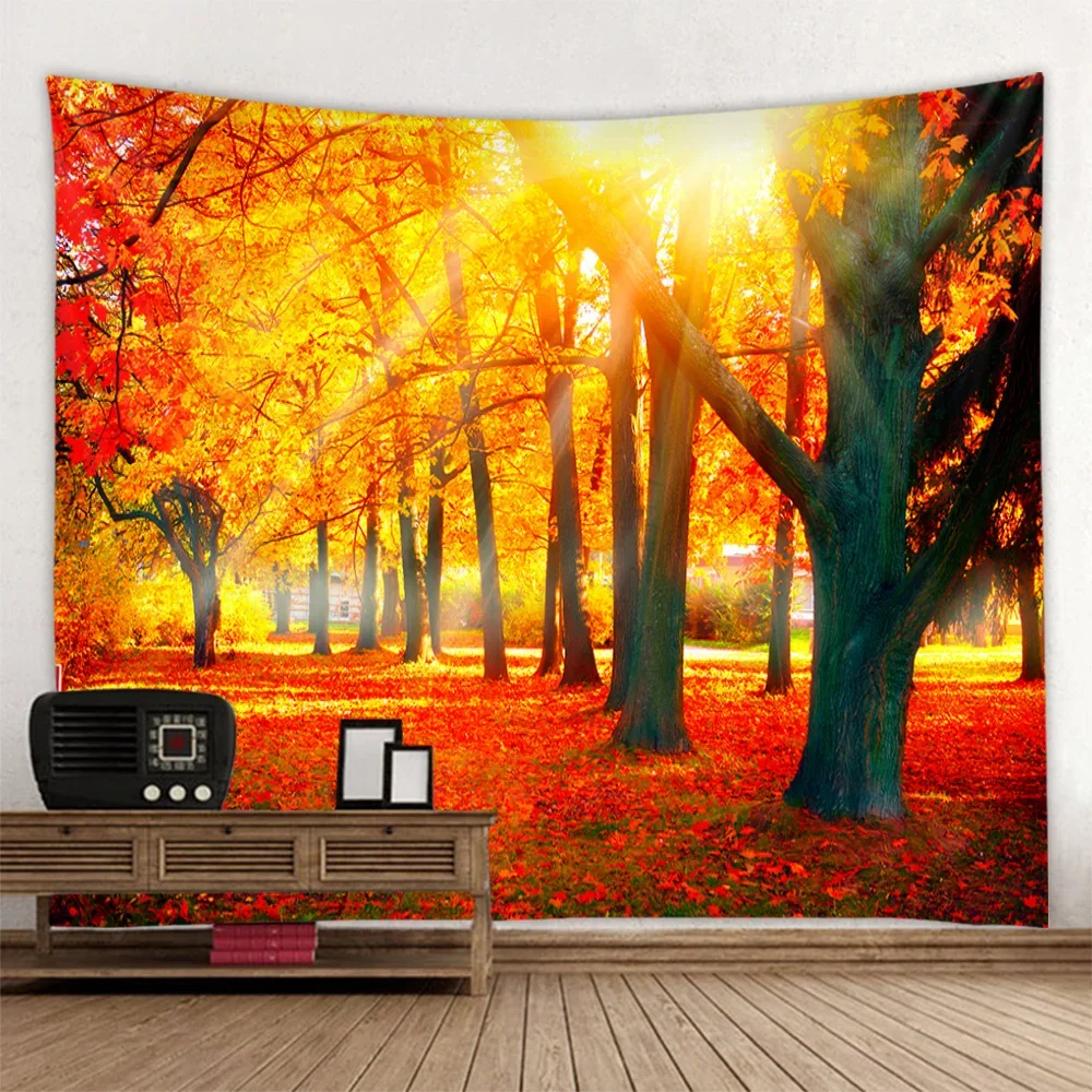 Sunshine Forest tapestry, living room, bedroom, wall hanging fabric, aesthetic home decoration, Bohemian, hippie wall decoration