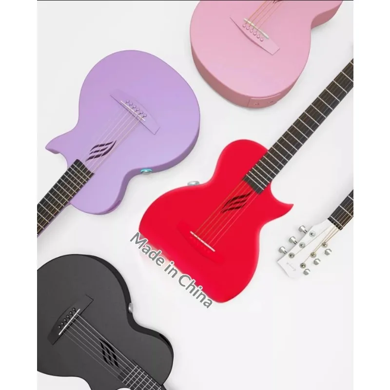 جيتار كهربائي صوتي ذكي من ألياف الكربون مقاس 35 بوصة، محمول للمبتدئين، لاقط متطور ومتكامل يعمل بالبلوتوث