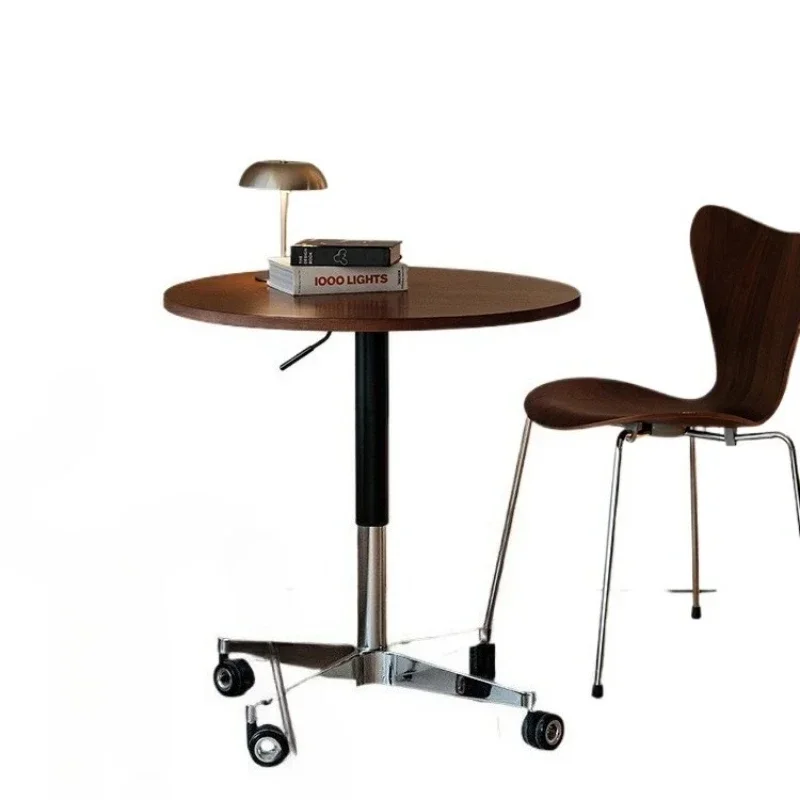 removable small desk, retro solid wood computer lifting table, home living room sofa small side table