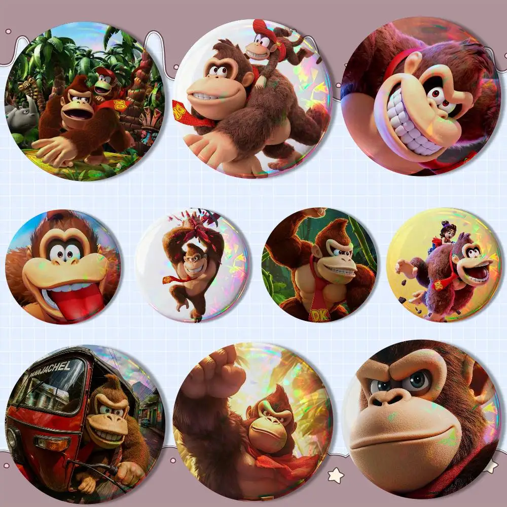 

game D-Donkey Kong Bananza Burly Badge on Backpack Clothes decoration Tinplate Round Brooch Funny Custom Gifts for Friend