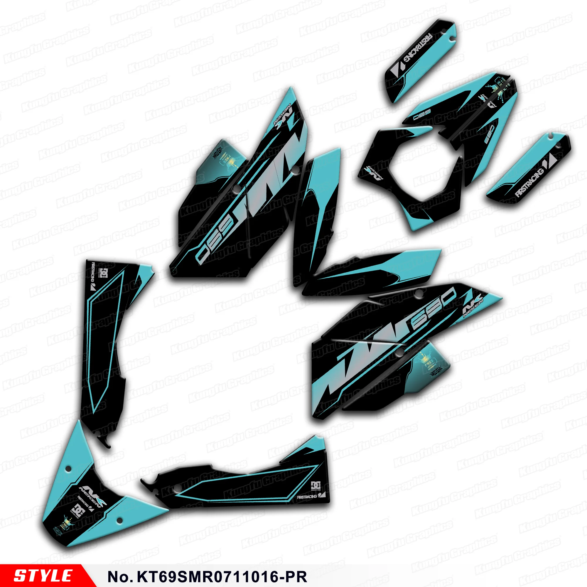 

JY RACING Racing Graphics Sticker Kit for KTM SM SMR 690 2007 2008 2009 2010 2011,Decorative, Black , KT69SMR0711016-PR