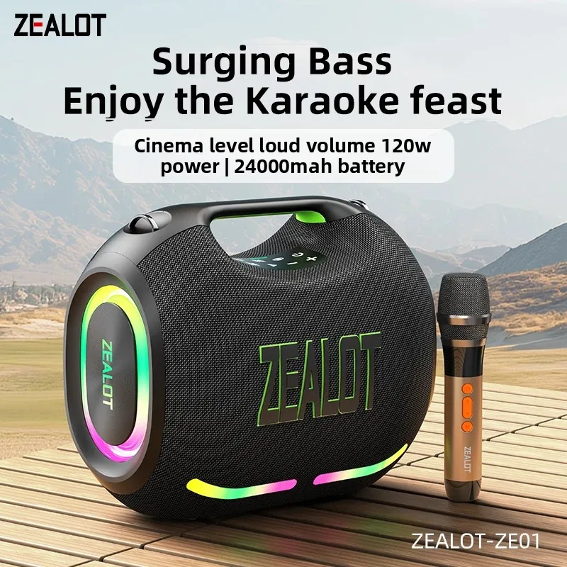 

zealot-ZE01M Bluetooth Speaker with Wireless Microphone, Portable Loud Party Bluetooth Speaker Full Range Drivers/Deep Bass
