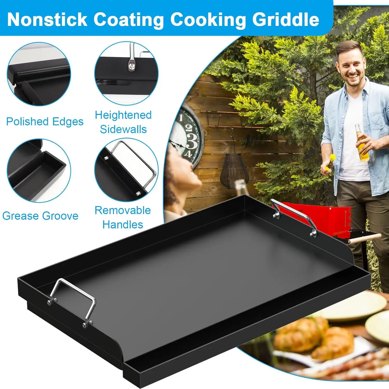 

Universal Flat Top Griddle for Gas/Electric/Charcoal Grills, 25" x 16.5" Nonstick Carbon Steel Cooking Griddle, Nexgrill,On Sale