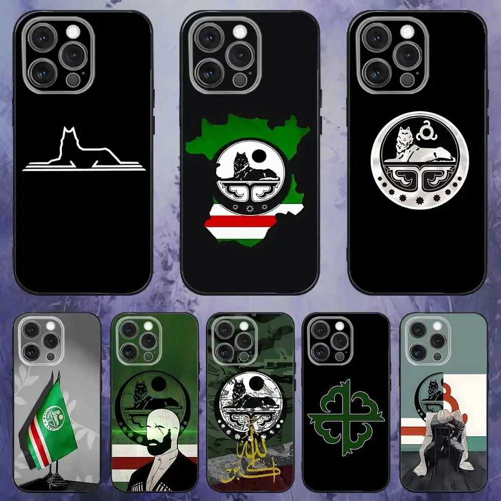 

chechen Coat Of a-Arms wolf Phone Case For iPhone 17,16,15,14,13,12,Pro,Max,Plus,E,SE4,Air,Mini Black Soft Box