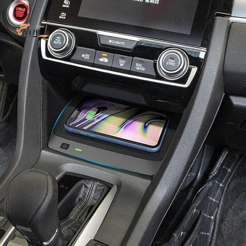 

A17R-For 2016 2017 2018 2019 2020 2021 Honda 10Th Generation Civic Car Charger Wireless Car Charging Pad With USB Port Car Parts
