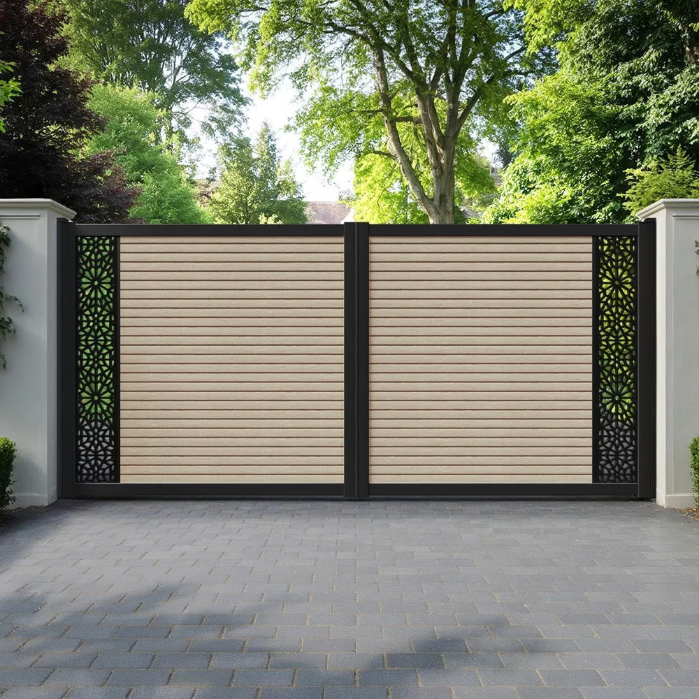 Heavy Steel Main Gate Modern Residential Entrance Automatic Swing Driveway Outdoor Security Eco Friendly Powder Coated