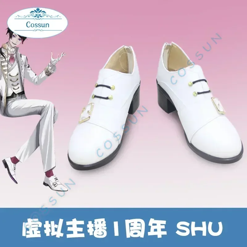 Cossun nijisanji vtuber luxiem shu yamino cosplay sapatos botas anime jogo um aniversário fantasia sapatos brancos feminino masculino jogo