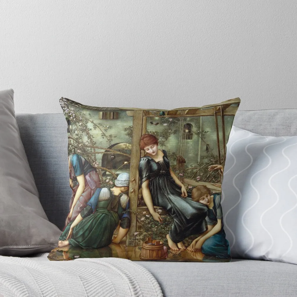 The Garden Court - The Legend of Briar Rose - Edward Burne-Jones Throw Pillow Ornamental Pillow pillow