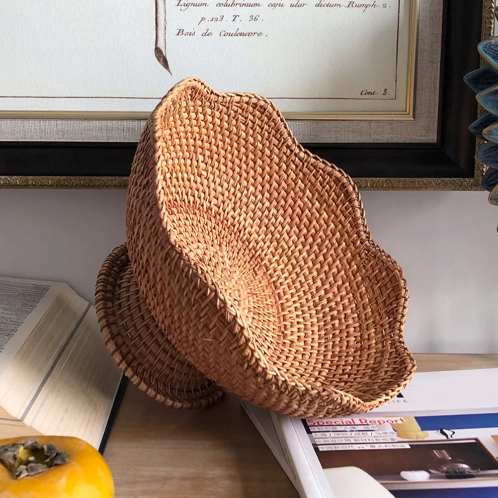 

Trinkets Rattan Fruit Plate Basket Small Woven Storage Decorative for Keys Wallet and Organizer