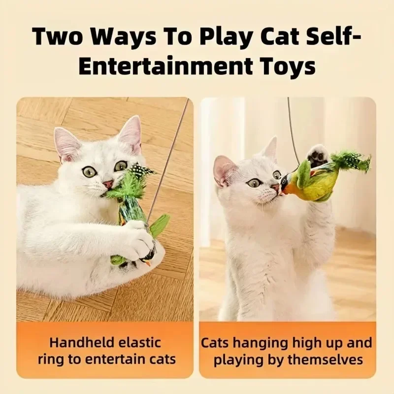 1–3 Stück: Dieses Katzenspielzeug imitiert Vogelgeräusche, um die Katze zu unterhalten. Das elastische Seil hilft, Langeweile zu vertreiben und verhindert, dass die Katze daran kratzt oder beißt. – Detail 8