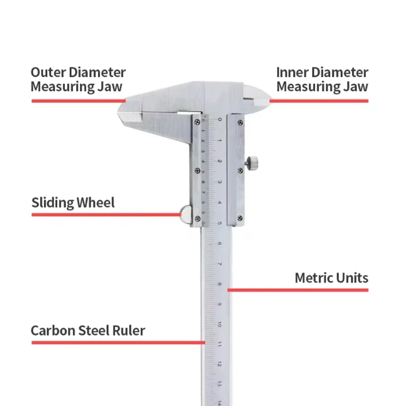 Profesjonalna suwmiarka przemysłowa ze stali węglowej do precyzyjnego pomiaru cztery zastosowania metryczne precyzyjne narzędzie pomiarowe