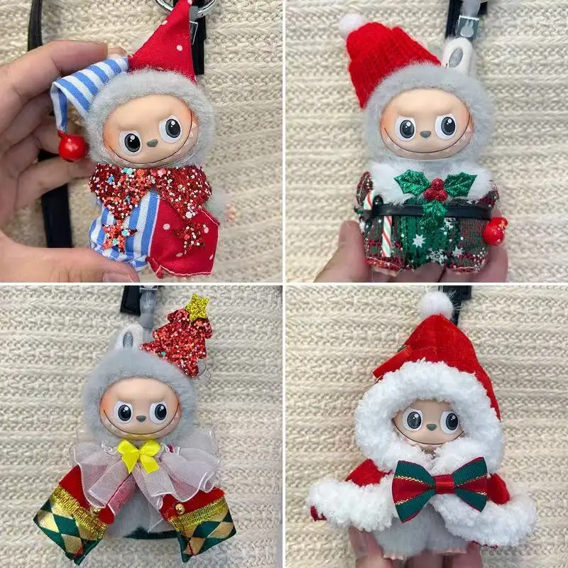 Labubu 4.0 عباءة عيد الميلاد كيب الزي لطيف سانتا نمط القلب رمز سلسلة ملابس الدمى واللباس #1