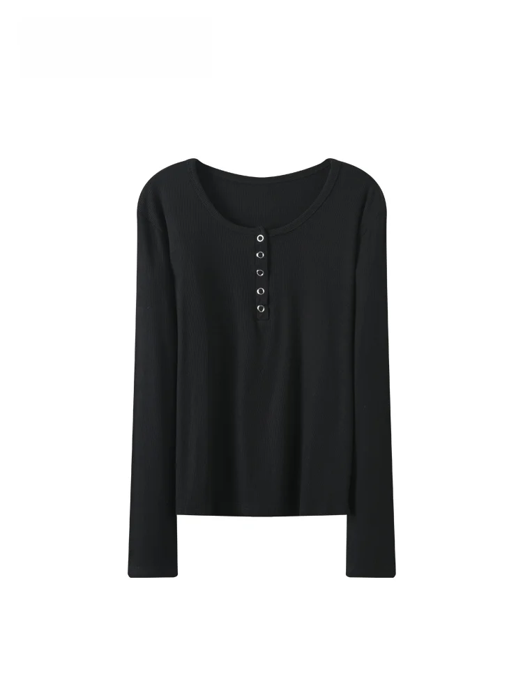 

plus Size Long Sve round Ne T-irt Women's Base irt Autumn Winter New Sle Conceal Meat Slimming Trendy Top