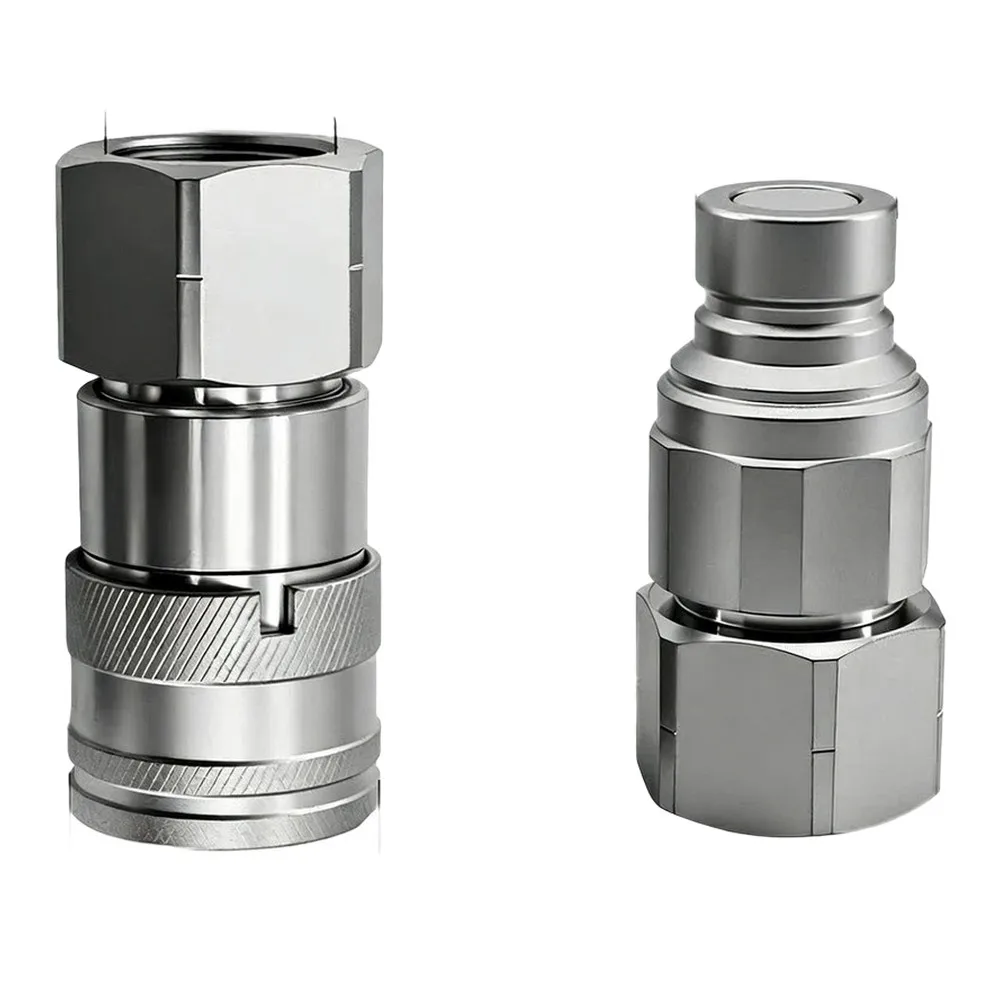 

Hydraulic Flat Face Quick Coupler for Industrial Use with NPT Threads 1/2 Body NPT 3/4 Thread Compatible Design