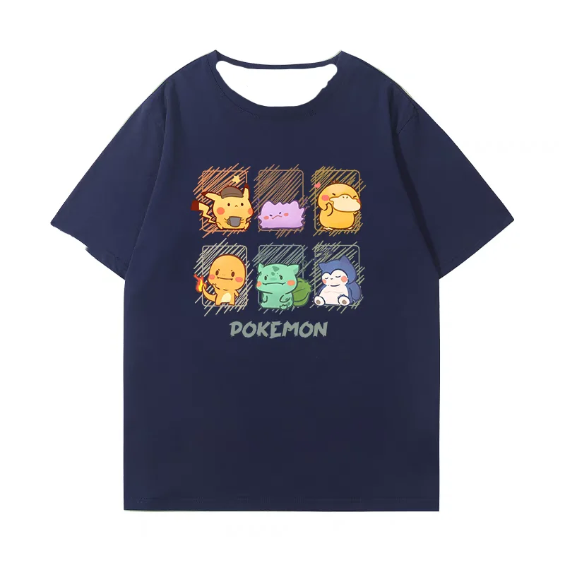 

Быстросохнущая футболка с короткими рукавами «Покемон», анимация Пикачу, окружающая аниме-одежда, модная удобная свободная одежда из полиэстера