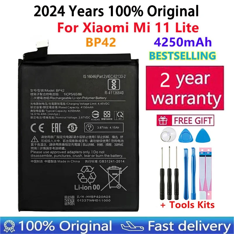 

2024 Years 100% Original 4250mAh BP42 Battery For Xiaomi Mi 11 Lite 11Lite Mi11 Lite Phone Replacement Batteries Fast Shipping