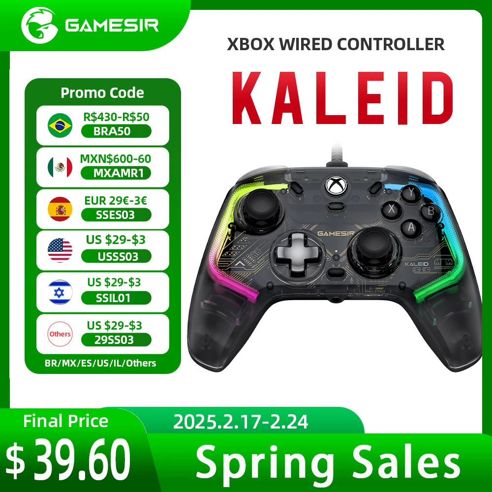 GameSir Kaleid Xbox Controller Wired Gamepad for Xbox Series X, Xbox Series S, Xbox One game console, with Hall Effect Joystick