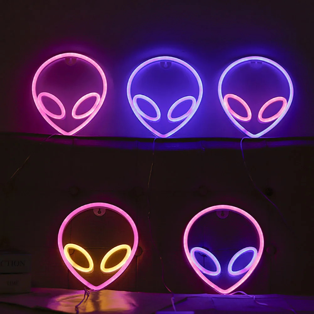 Neon Light Party LED Aliens ET Colorful Pink Led Night Light for Bedroom Decor Neon Sign Wallpaper Christmas Neon Bulb