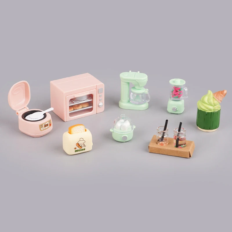 1/12 Dollhouse Mini Kitchen Electrical Appliance Model Kit Dollhouse Juice Machine Rice Cooker Oven Food Toys Dolls House Decor