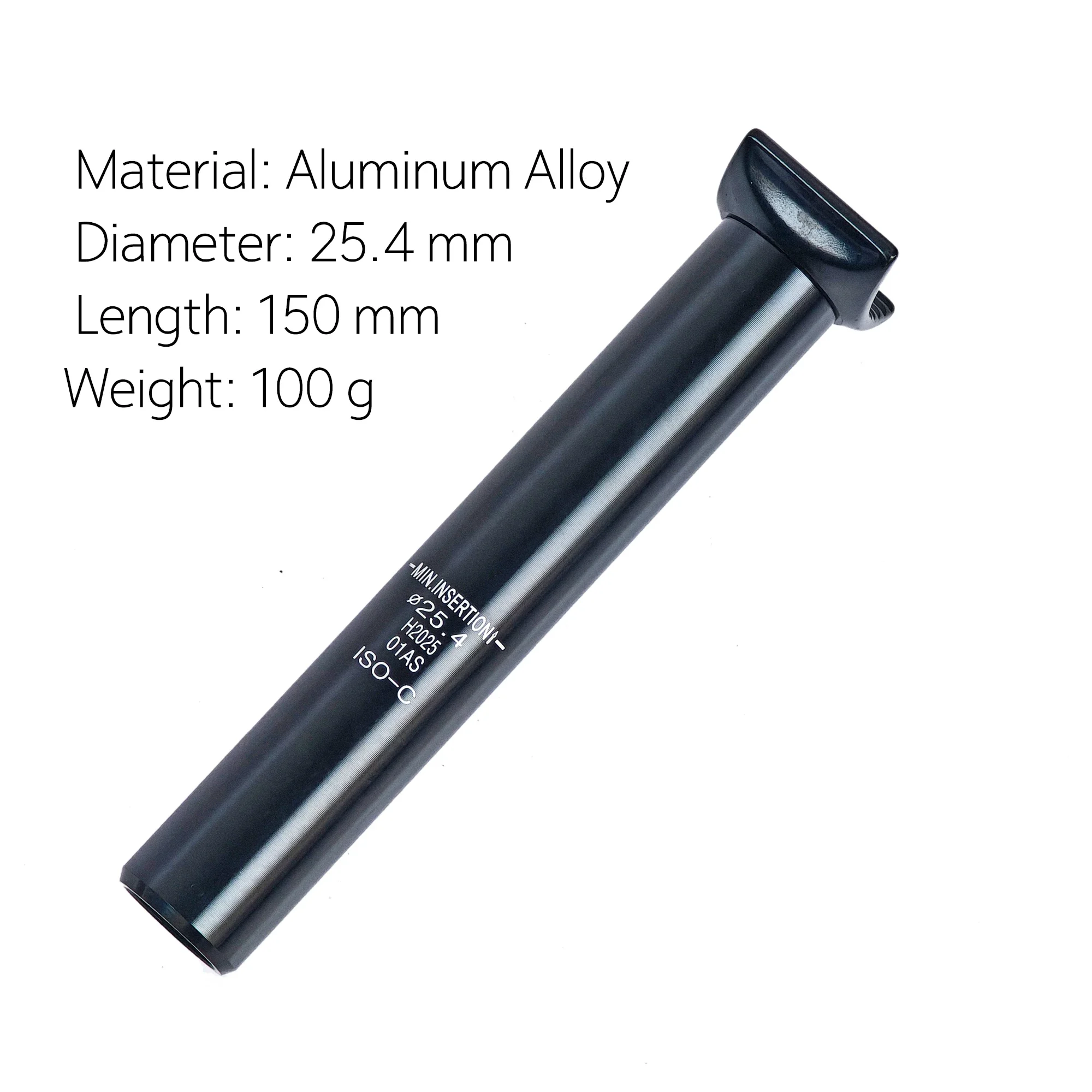 Tija de sillín BMX, bicicleta de estilo libre ligera de aleación de aluminio, 22,2/25,4mm de diámetro, 150mm, tubo de sillín de bicicleta de calle BMX ajustable en ángulo