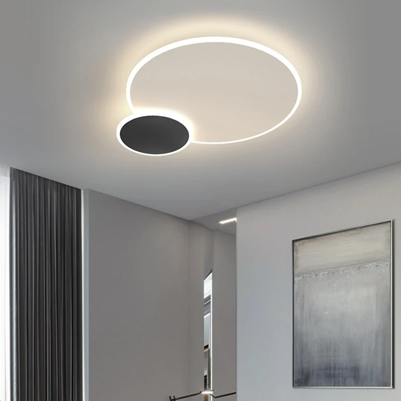 Lámpara de techo para sala de estar, luces de comedor, simple, nórdica, moderna, blanca y negra, LED, Lámpara decorativa para el hogar