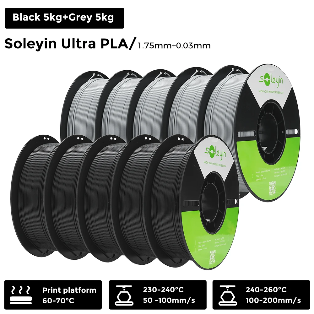 3/5/10 PCS Creality Soleyin Ultra PLA 1,75 mm 3D-printerfilament Hi-Strength Low-Shrink Milieuvriendelijk voor Creality K1 MAX/K1C