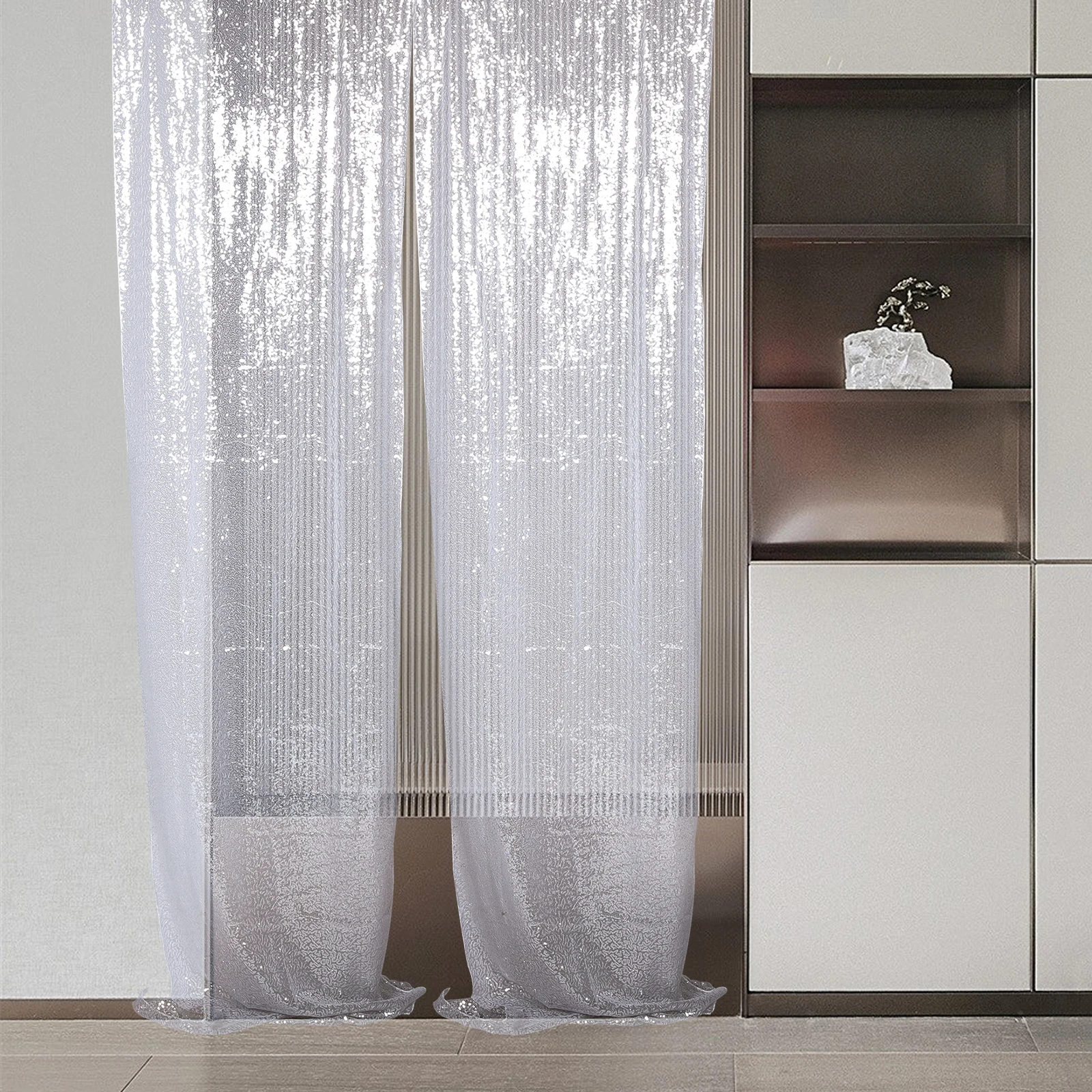 

Sequin Backdrop Curtain Silver Sequin Streamer Backdrop Elegant Breathable Party Photo Background Wedding Birthday Celebration