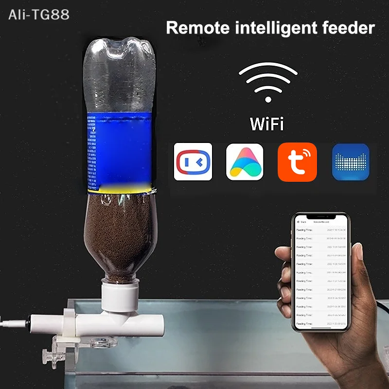 Alimentador Automático de Peixes - Alimentador Inteligente WiFi para Aquário, Dispensador de Ração com Controle Remoto para Peixes e Camarões