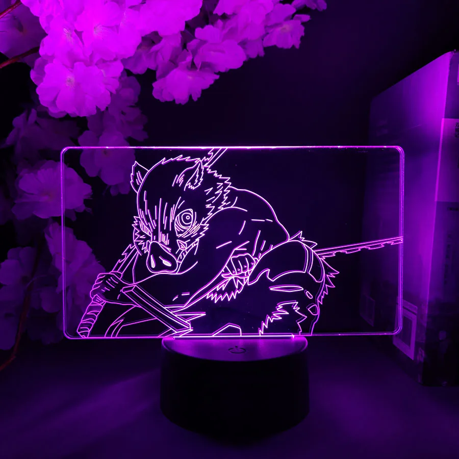 3d Anime Light Kimetsu No Yaiba Inosuke Hashibira for Bedroom Decoration Night Light Gift Led Lamp Demon Slayer Room Decor