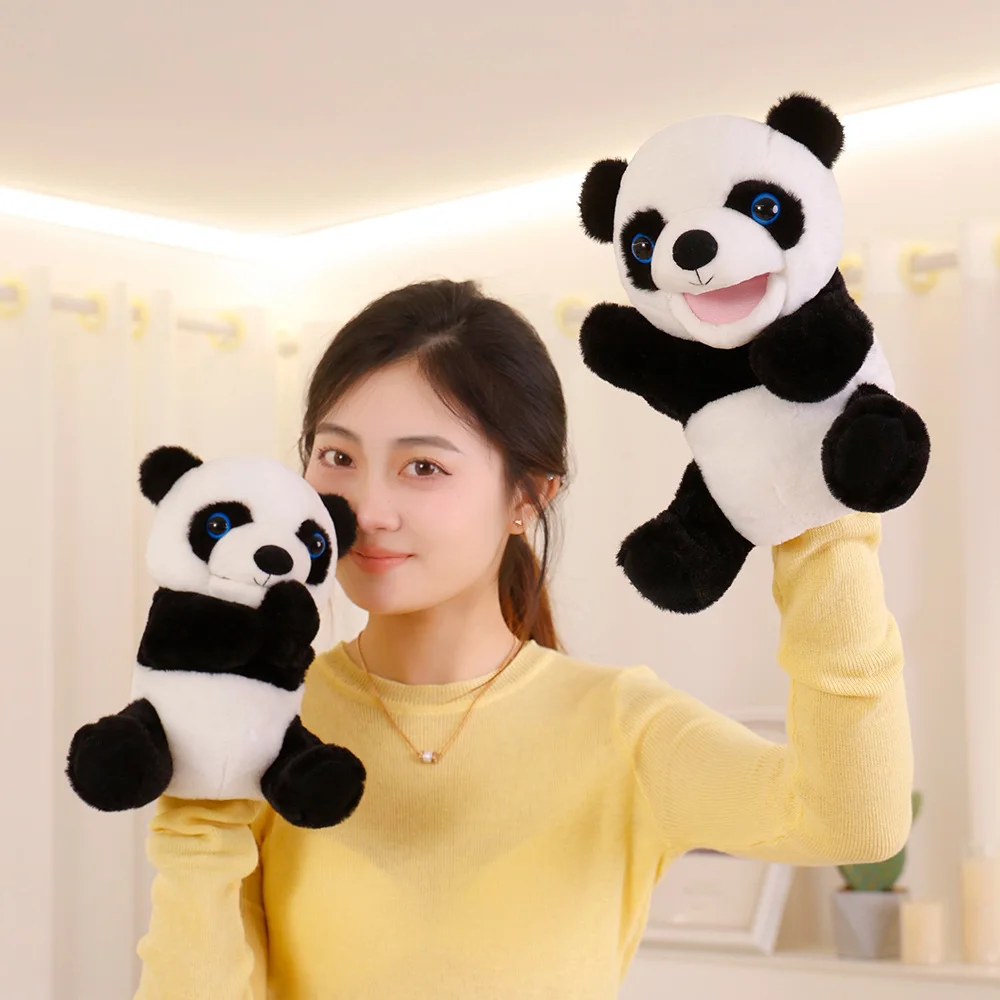 25cm Kids Plush Finger & Panda Hand Puppet Popular Activity Boy Girl Role Play Bedtime Story Props 3d Animal Decompressing Toy