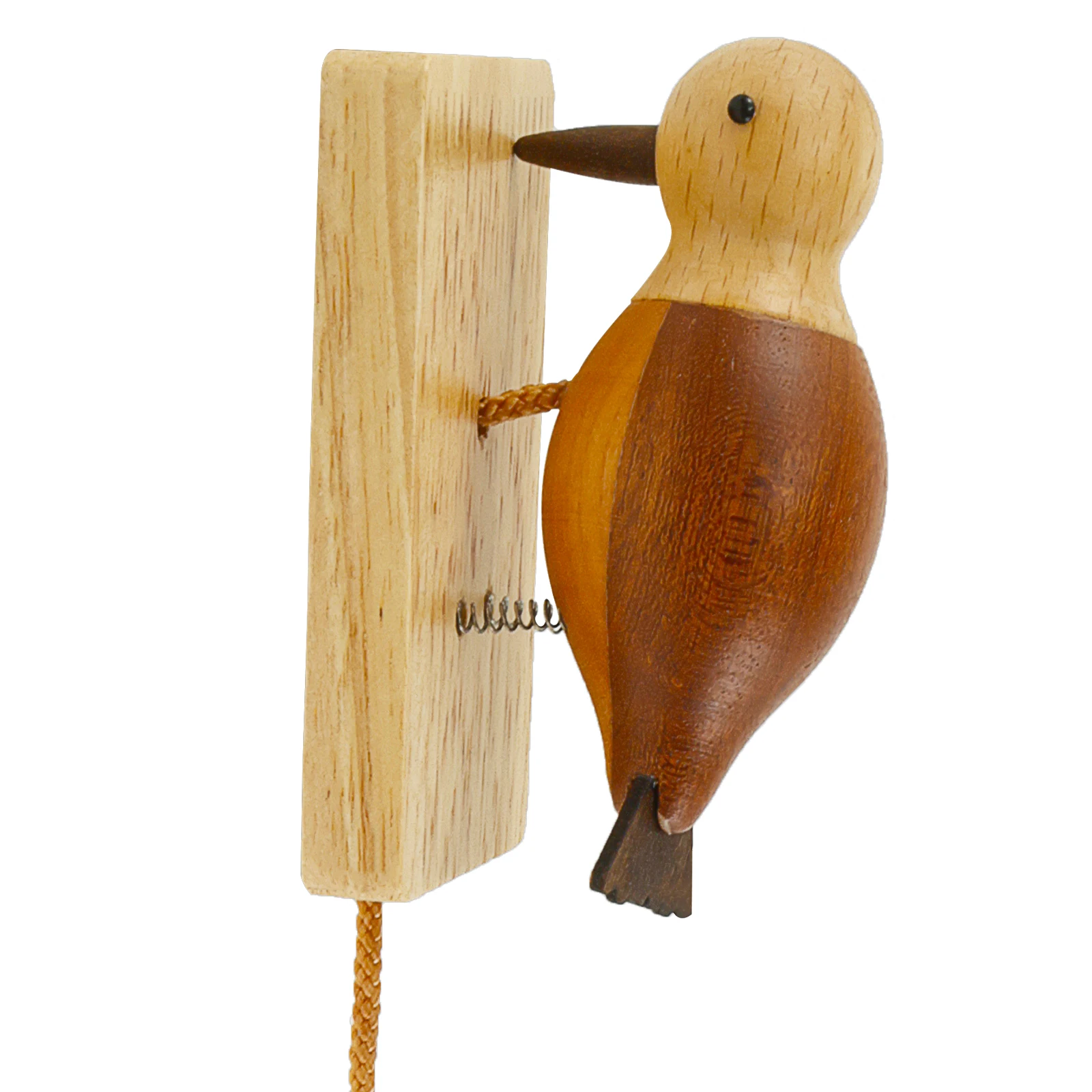 Creative Door Knocker Woodpecker Door Knocker with Pull Rope Wood Woodpecker Doorbell Funny Door Knocker Antique Door Knocker