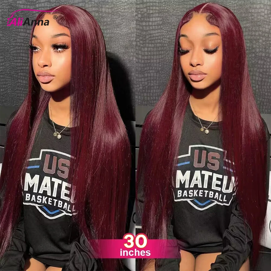 Bundles de cheveux humains raides bordeaux, extensions de cheveux brésiliens colorés, doux, 99j, 12-26 po, 1/3 pièces, 4 pièces