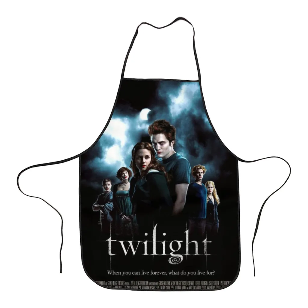 

Twilight Edward Bella Retro Kraft Paper Prints Kitchen Aprons for Women Household Cleaning Apron Chefs Cooking Baking Apron