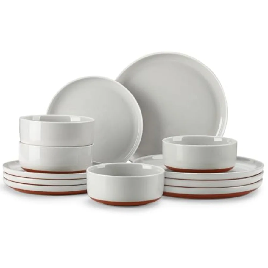 

Plates and Bowls Sets 12 Pieces Modern Stoneware Dinnerware Set for 4 Kitchen Dinner Set Ceramic Dishware Dishes Set Microwave