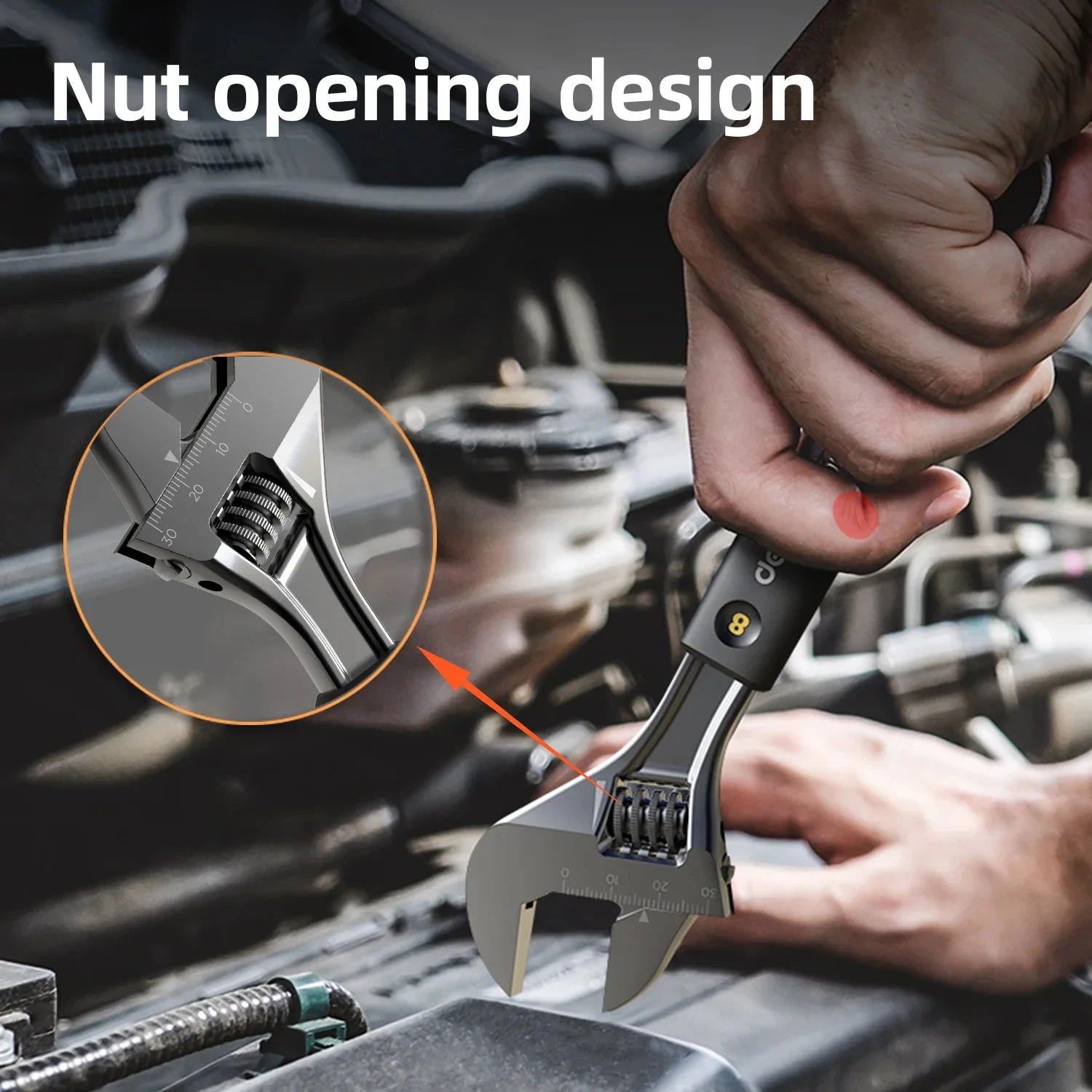 Deli Verstellbarer Schraubenschlüssel, mehrfarbig, 1 Stück, 20,3 cm, multifunktionaler, gummierter, rutschfester Griff, Elektriker-Reparatur-Handschlüssel – Detail 10
